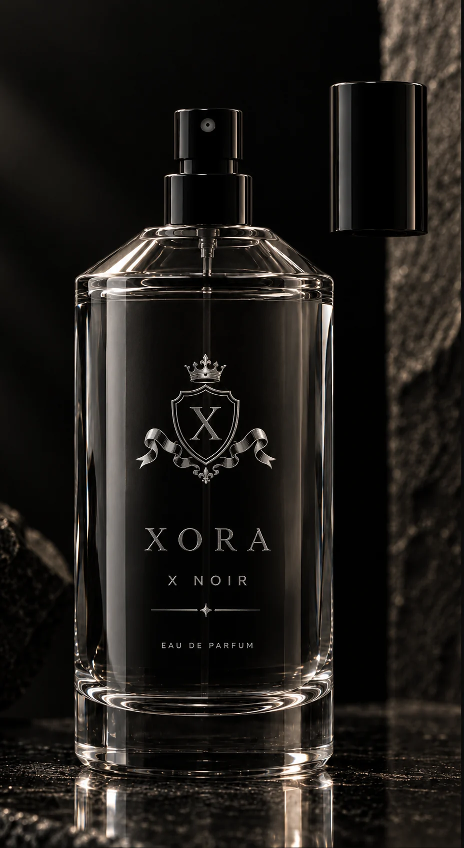 X Noir XORA fragrance bottle